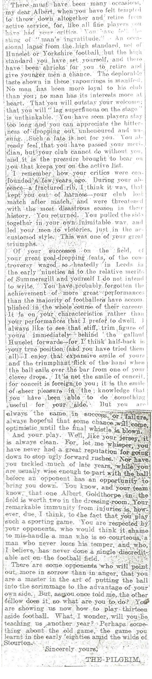 Letter to Albert Goldthorpe