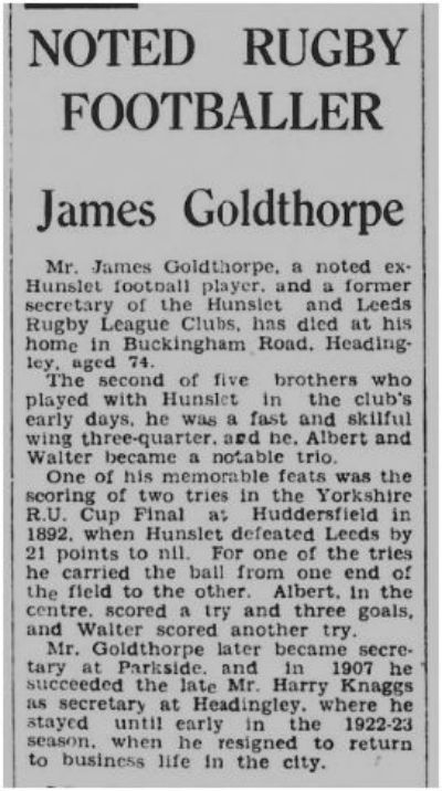 James Goldthorpe Obituary