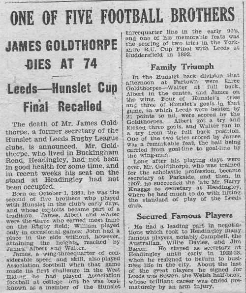 James Goldthorpe Obituary