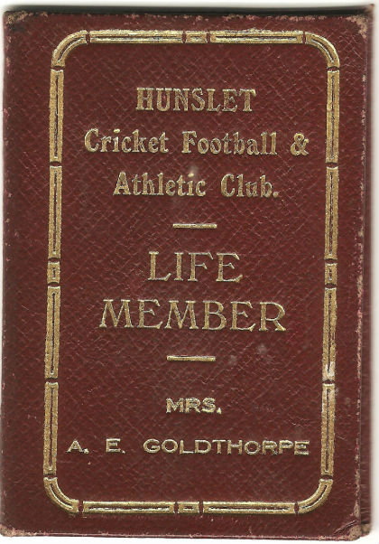 Hunslet C F and AC Membership Card