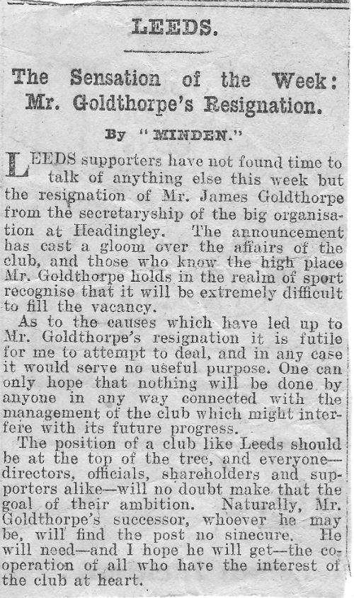 James Goldthorpe Resigns