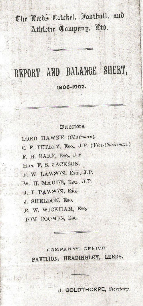 Leeds Cricket Football and Athletic
Report and Balance Sheet