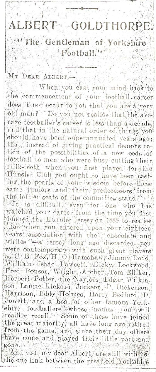 Letter to Albert Goldthorpe