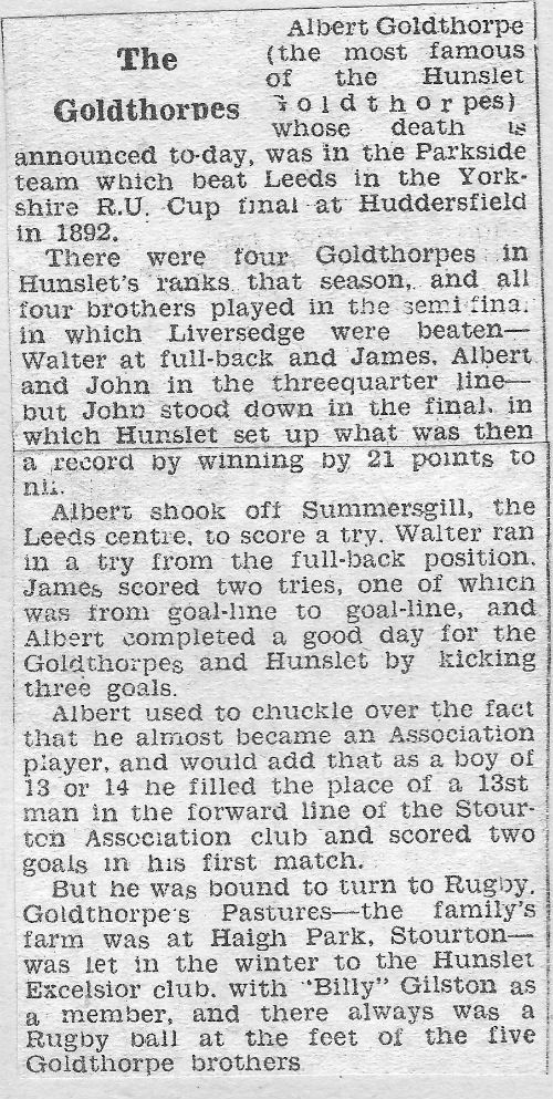 Albert Goldthorpe Tribute