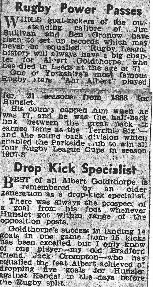 Albert Goldthorpe Tribute