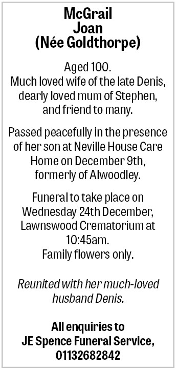 Joan McGrail death notice
