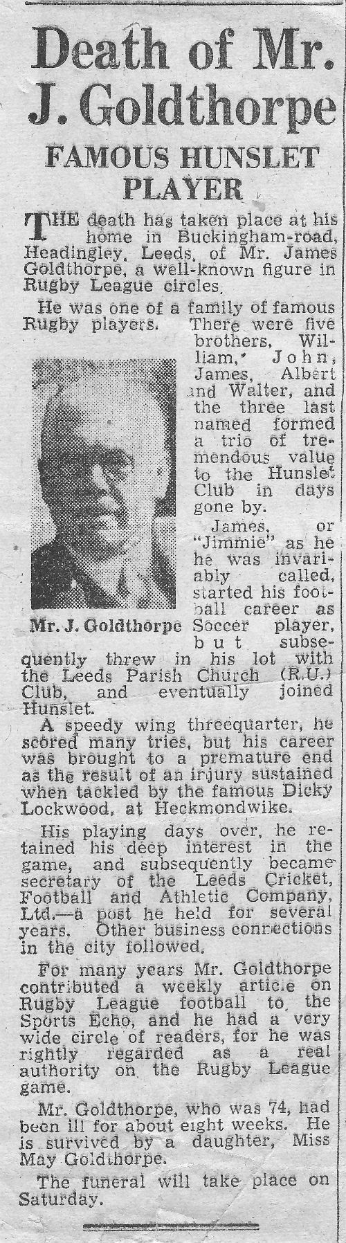 James Goldthorpe Obituary