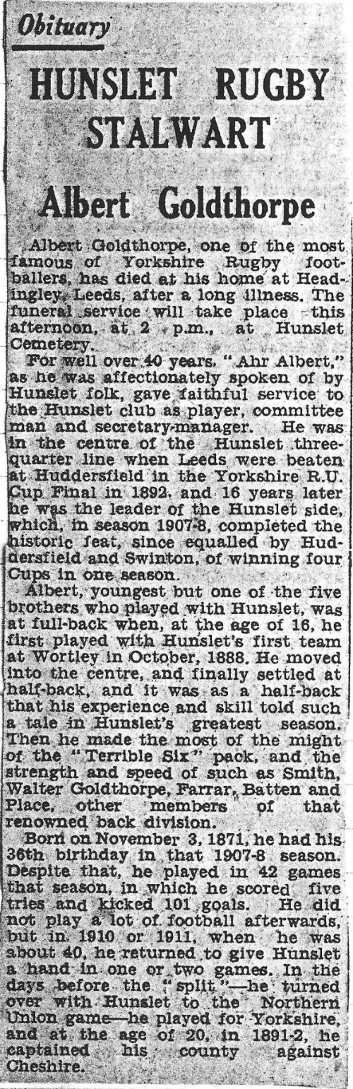 Albert Goldthorpe Obituary