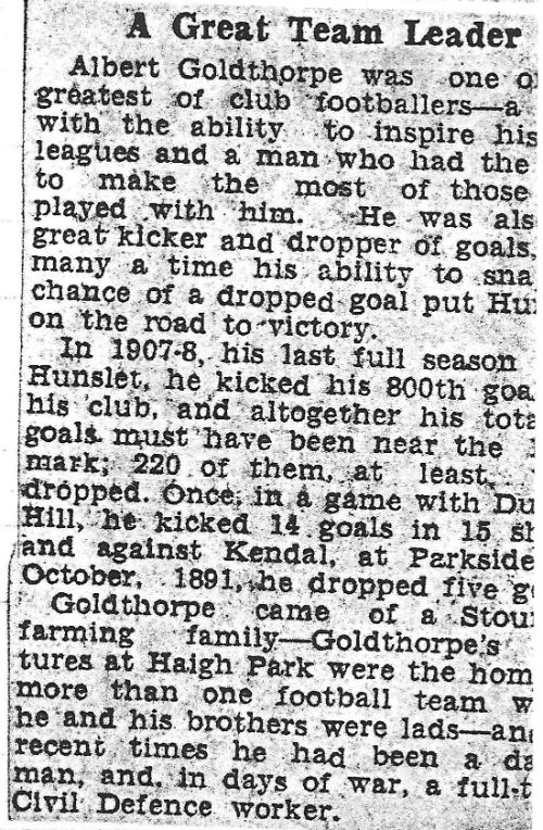 Albert Goldthorpe Obituary