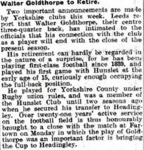 Walter Goldthorpe Retires