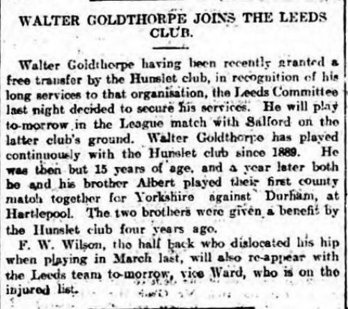 Walter Goldthorpe Signs for Leeds