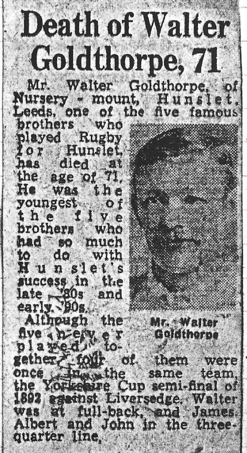 Walter Goldthorpe Tribute