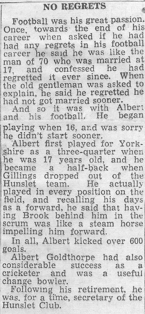 Albert Goldthorpe Obituary Yorkshire Evening News